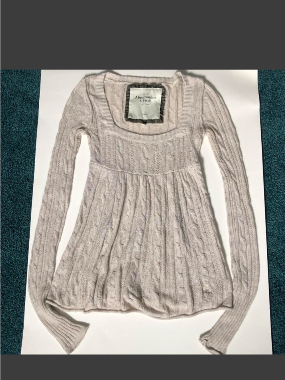 Abercrombie & Fitch Cream Cable Knit Scoop-Neck Pullover RARE